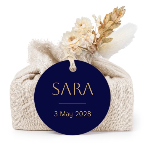 Lot de 6 savons avec emballage en coton beige et étiquettes rondes