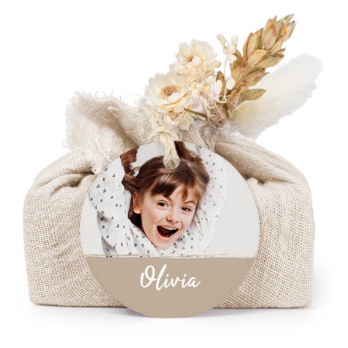 Beige cotton wrapped soaps with round label (6 pcs)