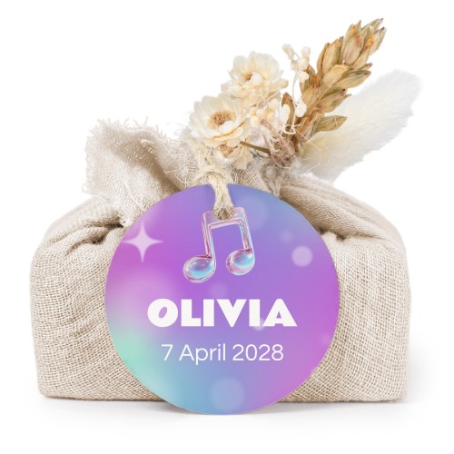 Beige cotton wrapped soaps with round label (6 pcs)