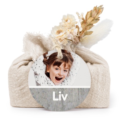 Beige cotton wrapped soaps with round label (6 pcs)