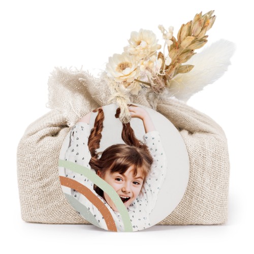 Beige cotton wrapped soaps with round label (6 pcs)