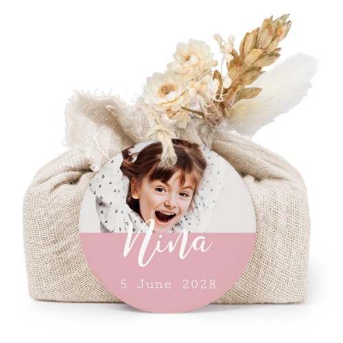 Lot de 6 savons avec emballage en coton beige et étiquettes rondes