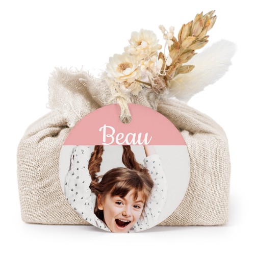 Beige cotton wrapped soaps with round label (6 pcs)