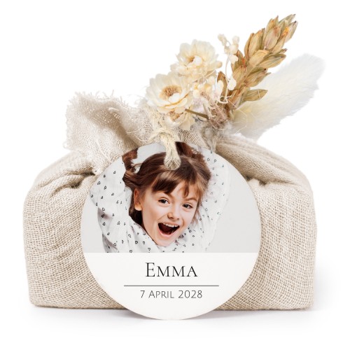 Beige cotton wrapped soaps with round label (6 pcs)