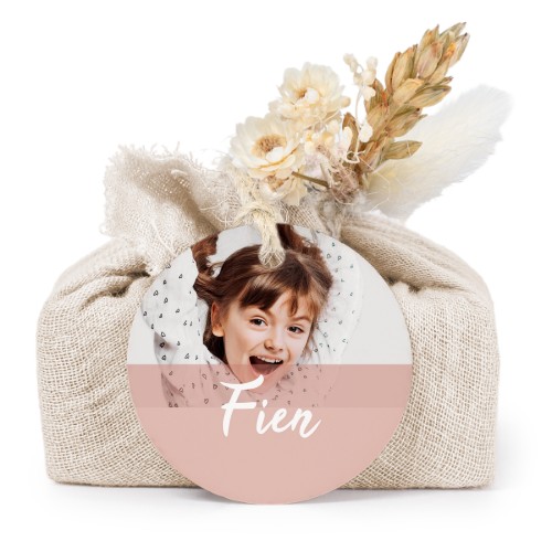 Tvålar i beige tygförpackningar med rund etikett (6 st)