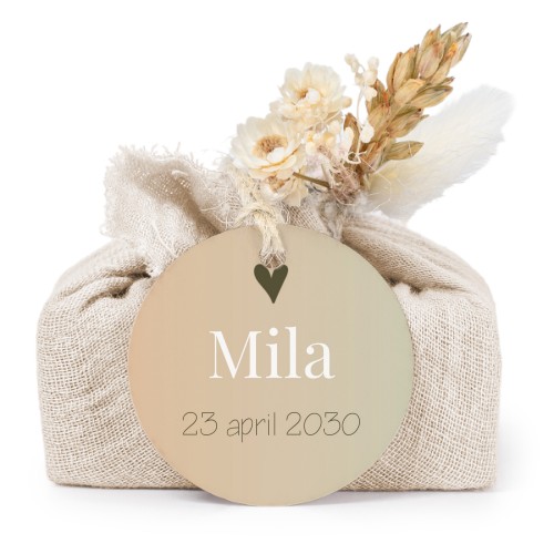 Beige cotton wrapped soaps with round label (6 pcs)