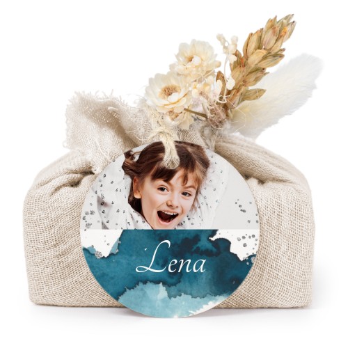 Beige cotton wrapped soaps with round label (6 pcs)