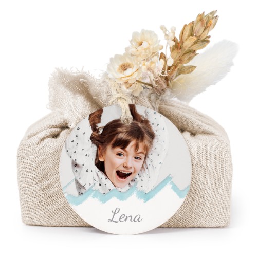 Lot de 6 savons avec emballage en coton beige et étiquettes rondes