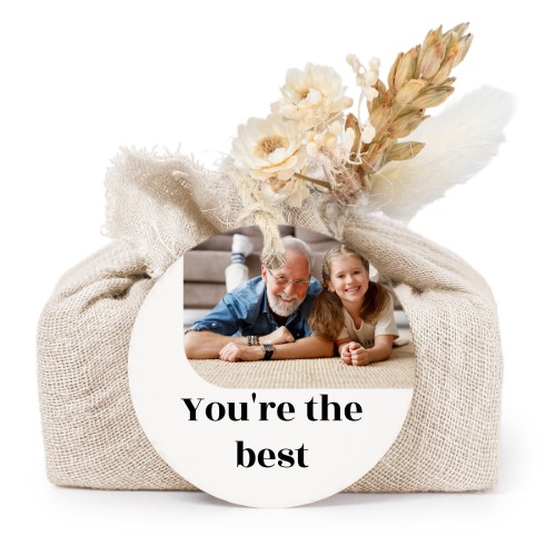 Beige cotton wrapped soaps with round label (6 pcs)