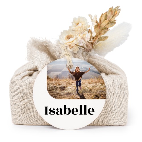 Lot de 6 savons avec emballage en coton beige et étiquettes rondes