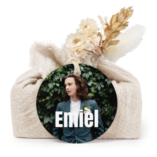 Beige cotton wrapped soaps with round label (6 pcs)