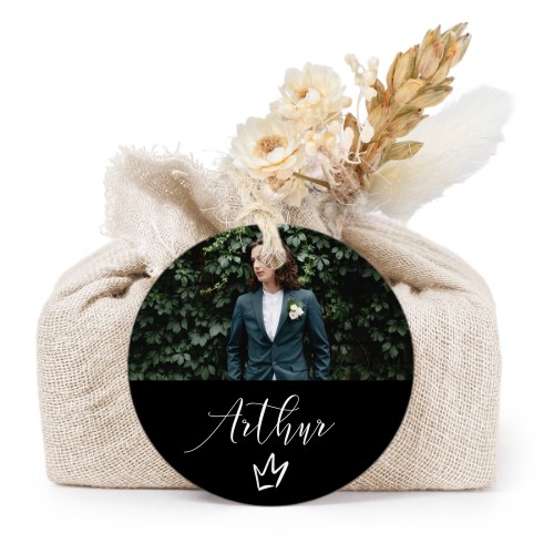 Beige cotton wrapped soaps with round label (6 pcs)