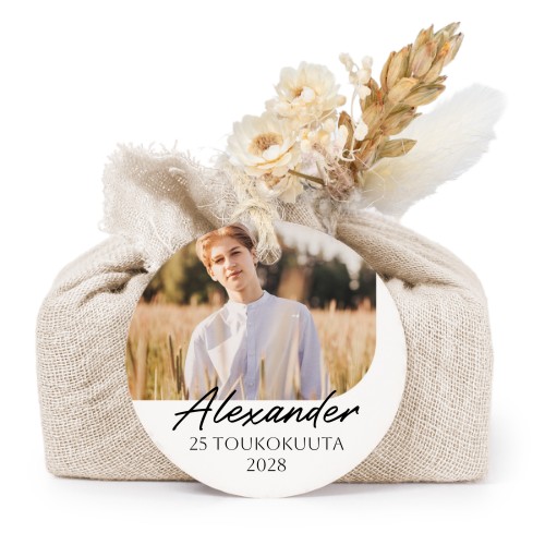 Saippuat beige kangaskääreessä, pyöreä etiketti (6 kpl)