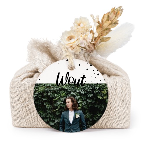 Beige cotton wrapped soaps with round label (6 pcs)