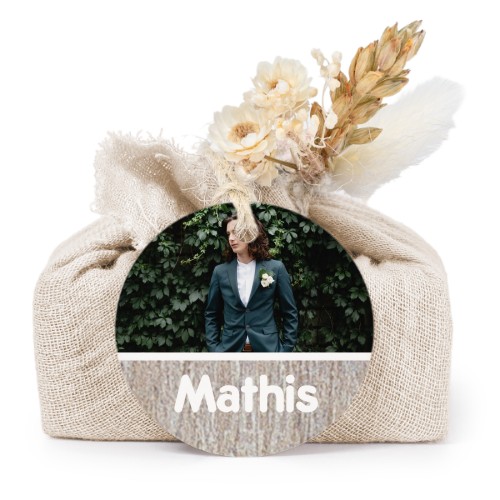 Beige cotton wrapped soaps with round label (6 pcs)