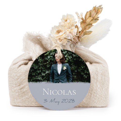 Beige cotton wrapped soaps with round label (6 pcs)