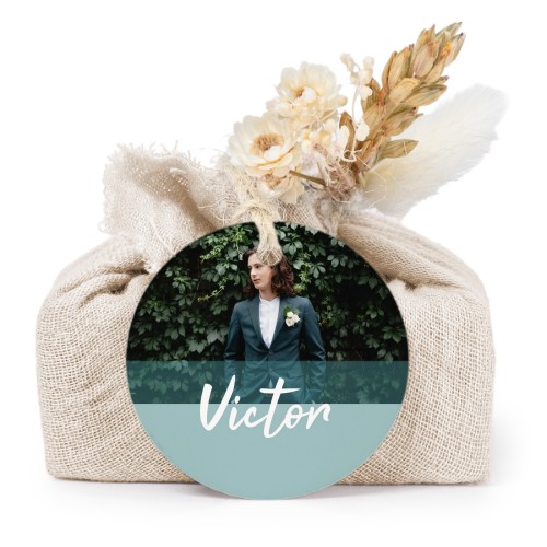 Beige cotton wrapped soaps with round label (6 pcs)