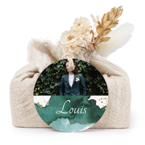 Beige cotton wrapped soaps with round label (6 pcs)