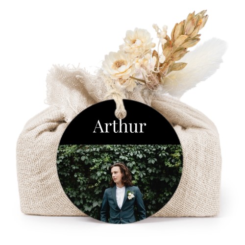 Beige cotton wrapped soaps with round label (6 pcs)