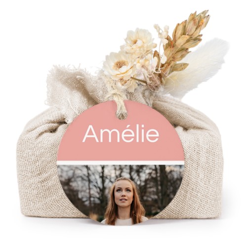 Beige cotton wrapped soaps with round label (6 pcs)