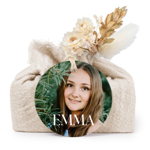 Lot de 6 savons avec emballage en coton beige et étiquettes rondes Lot de 6 savons avec emballage en coton beige et étiquettes rondes