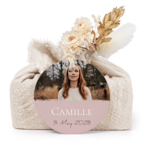 Beige cotton wrapped soaps with round label (6 pcs)