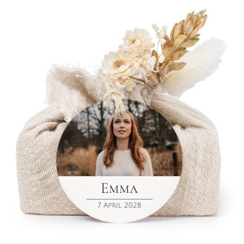 Beige cotton wrapped soaps with round label (6 pcs)