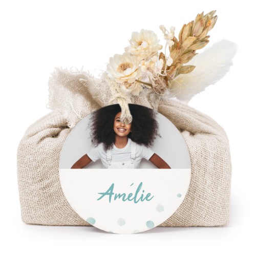 Lot de 6 savons avec emballage en coton beige et étiquettes rondes Lot de 6 savons avec emballage en coton beige et étiquettes rondes