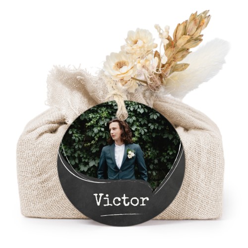 Beige cotton wrapped soaps with round label (6 pcs)