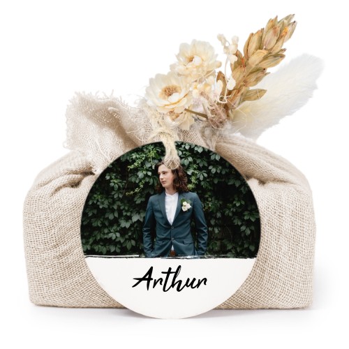 Beige cotton wrapped soaps with round label (6 pcs)