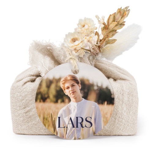 Beige cotton wrapped soaps with round label (6 pcs)