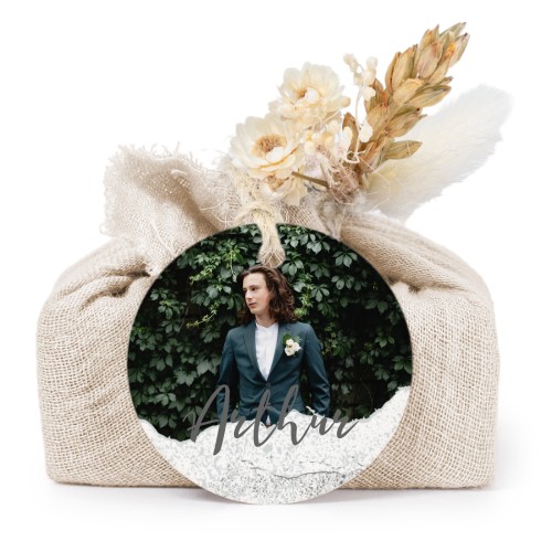 Beige cotton wrapped soaps with round label (6 pcs)