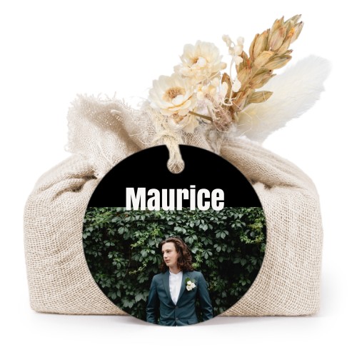 Beige cotton wrapped soaps with round label (6 pcs)