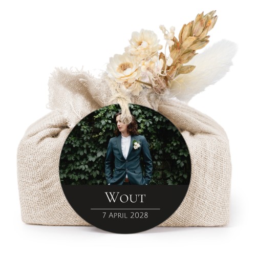 Beige cotton wrapped soaps with round label (6 pcs)