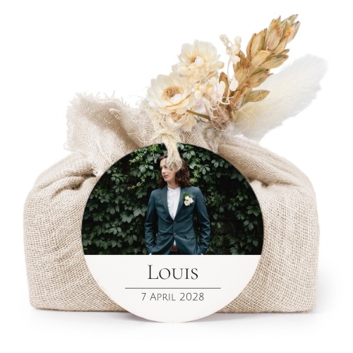 Beige cotton wrapped soaps with round label (6 pcs)