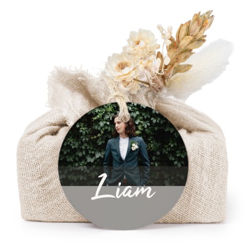 Beige cotton wrapped soaps with round label (6 pcs)