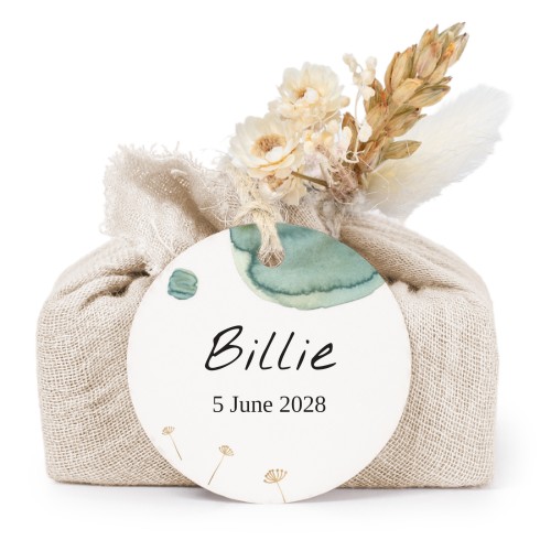 Beige cotton wrapped soaps with round label (6 pcs)