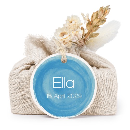 Beige cotton wrapped soaps with round label (6 pcs)