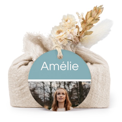 Beige cotton wrapped soaps with round label (6 pcs)