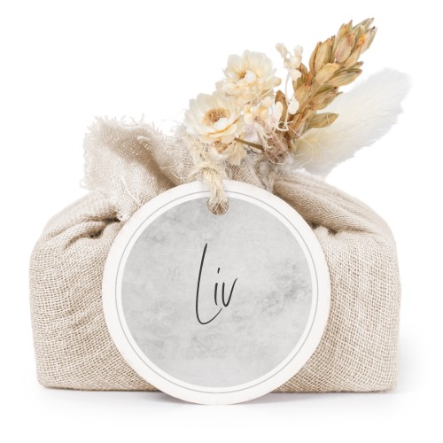 Lot de 6 savons avec emballage en coton beige et étiquettes rondes