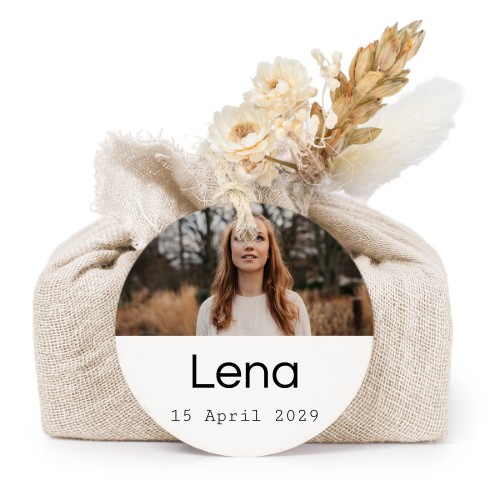 Beige cotton wrapped soaps with round label (6 pcs)