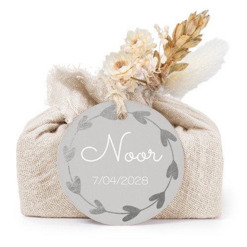 Beige cotton wrapped soaps with round label (6 pcs)