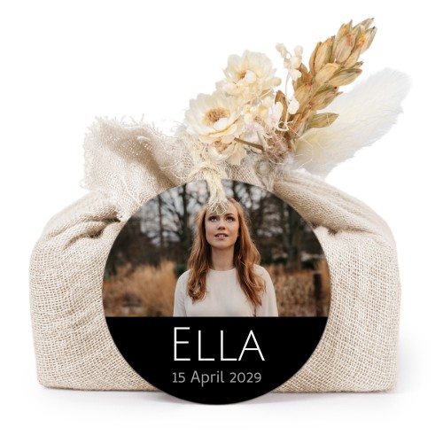 Beige cotton wrapped soaps with round label (6 pcs)