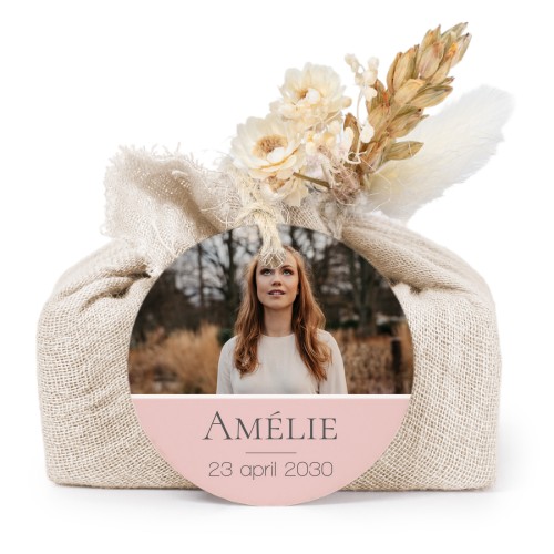 Beige cotton wrapped soaps with round label (6 pcs)