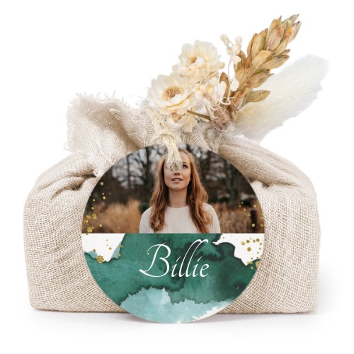 Beige cotton wrapped soaps with round label (6 pcs)