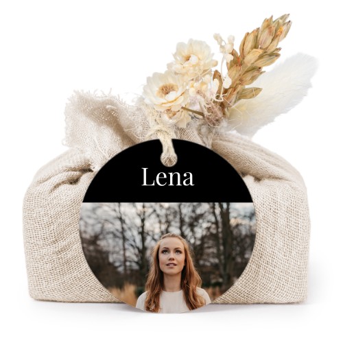 Beige cotton wrapped soaps with round label (6 pcs)