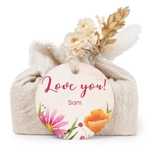 Seifen in beigefarbenem Tetra Pak mit rundem Etikett (6er-Set)