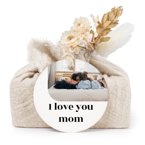 Beige cotton wrapped soaps with round label (6 pcs)