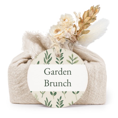 Zeepjes in beige tetra doekje met rond label (set van 6) Zeepjes in beige tetra doekje met rond label (set van 6)