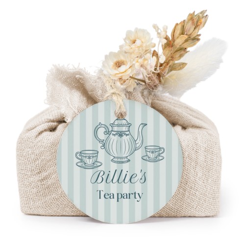 Tvålar i beige tygförpackningar med rund etikett (6 st)